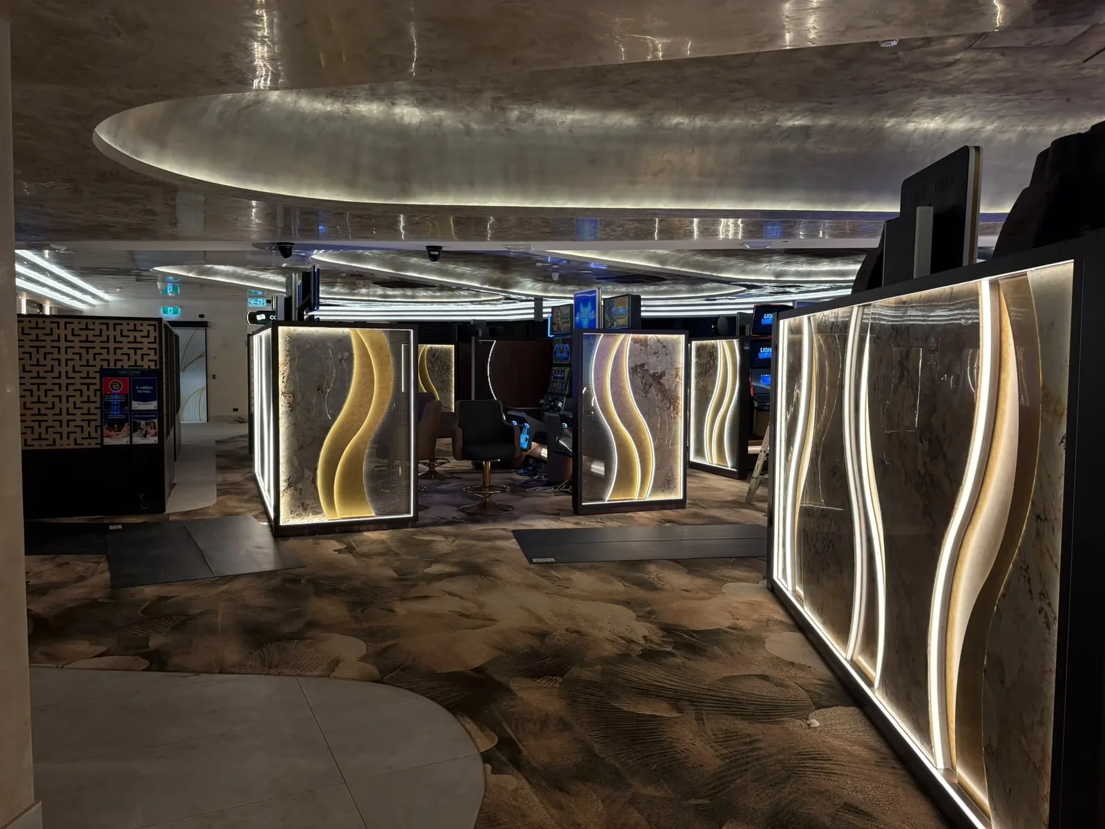 Integrated feature lighting across a completed hospitality venue