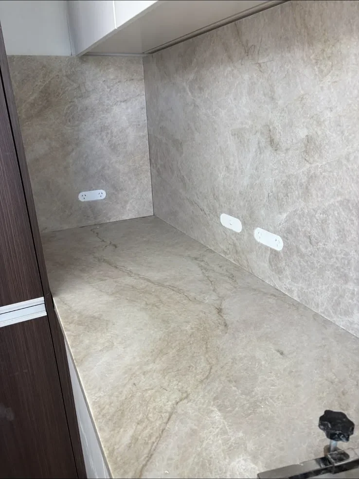Power and data points prepared for a clean wall-mounted television installation
